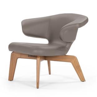Munich Lounge Chair Classic Leder grau|Nussbaum