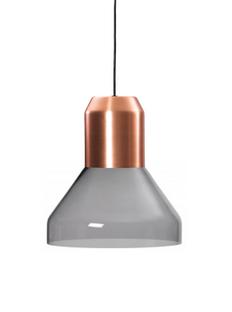 Bell Light Pendant Lamp Kupfer|Kristallglas grau, H 23 x ø 35 cm