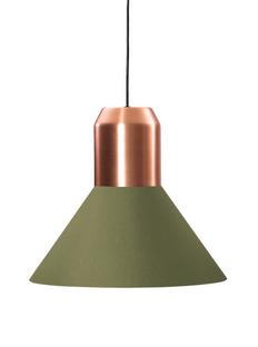 Bell Light Pendant Lamp Kupfer|Stoff grün, H 22 x ø 45 cm