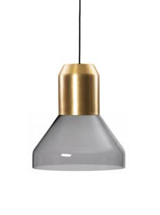 Bell Light Pendant Lamp Messing|Kristallglas grau, H 23 x ø 35 cm