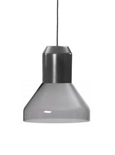 Bell Light Pendant Lamp Metall grau lackiert|Kristallglas grau, H 23 x ø 35 cm