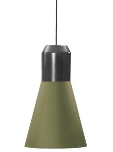 Bell Light Pendant Lamp Metall grau lackiert|Stoff grün, H 35 x ø 32 cm