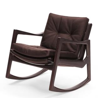 Euvira Rocking Chair Soft Eiche braun gebeizt|Leder Classic chocolate