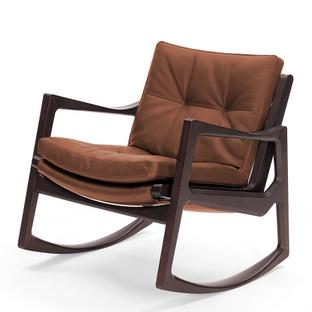 Euvira Rocking Chair Soft Eiche braun gebeizt|Leder Classic cognac