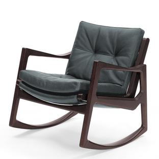 Euvira Rocking Chair Soft Eiche braun gebeizt|Leder Classic grau