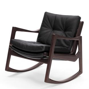 Euvira Rocking Chair Soft Eiche braun gebeizt|Leder Classic schwarz