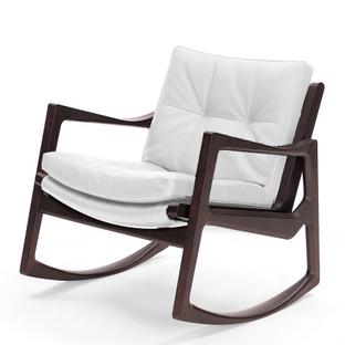 Euvira Rocking Chair Soft Eiche braun gebeizt|Leder Classic weiß