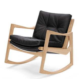 Euvira Rocking Chair Soft Eiche natur|Leder Classic schwarz