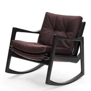 Euvira Rocking Chair Soft Eiche schwarz gebeizt|Leder Classic chocolate