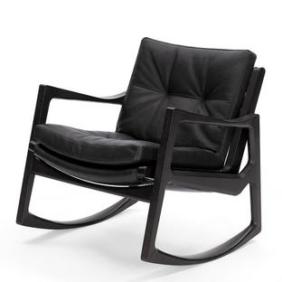 Euvira Rocking Chair Soft Eiche schwarz gebeizt|Leder Classic schwarz