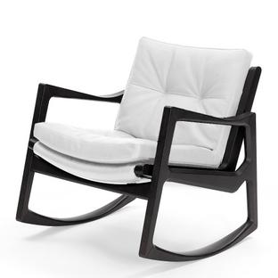 Euvira Rocking Chair Soft Eiche schwarz gebeizt|Leder Classic weiß