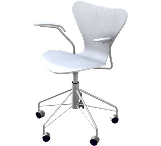 Serie 7 Dreharmlehnstuhl 3217 Gefärbte Esche|White