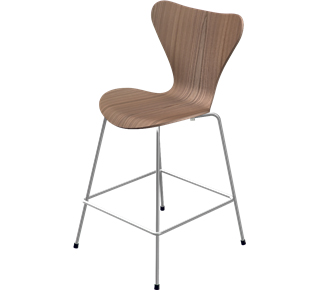 Serie 7 Barhocker 3187/3197 64 cm|Holz klar lackiert|Ulme natur