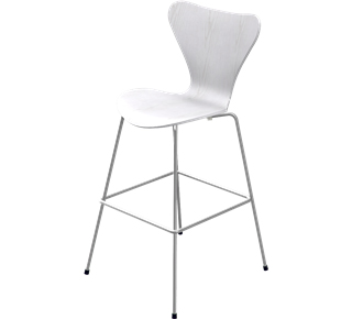 Serie 7 Barhocker 3187/3197 76 cm|Gefärbte Esche|White