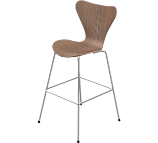 Serie 7 Barhocker 3187/3197 76 cm|Holz klar lackiert|Ulme natur