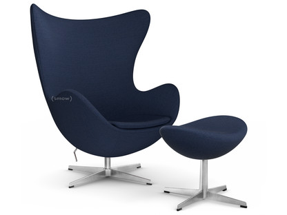 Egg Chair Christianshavn|Christianshavn 1155 - Dark blue|Satingebürstetes Aluminium|Mit Fußhocker