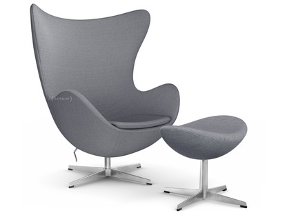 Egg Chair Christianshavn|Christianshavn 1170 - Light Grey Uni|Satingebürstetes Aluminium|Mit Fußhocker