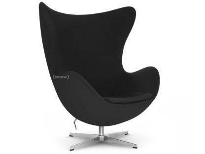 Egg Chair Divina|Divina 191 - Black|Satingebürstetes Aluminium|Ohne Fußhocker
