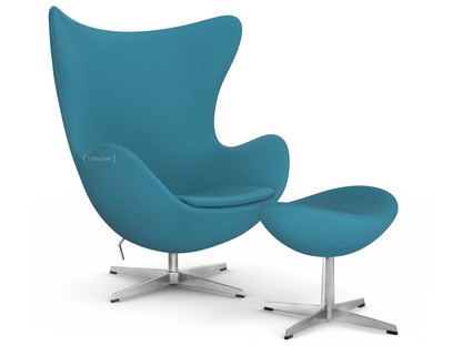 Egg Chair Divina|Divina 893 - Coral green|Satingebürstetes Aluminium|Mit Fußhocker