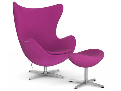 Egg Chair Divina|Divina 662 - Dark rosa|Satingebürstetes Aluminium|Mit Fußhocker