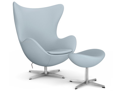 Egg Chair Divina|Divina 171 - Light grey|Satingebürstetes Aluminium|Mit Fußhocker