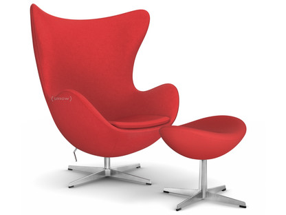 Egg Chair Divina|Divina 623 - Red|Satingebürstetes Aluminium|Mit Fußhocker