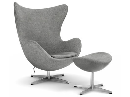 Egg Chair Hallingdal 65|130 - Grey|Satingebürstetes Aluminium|Mit Fußhocker