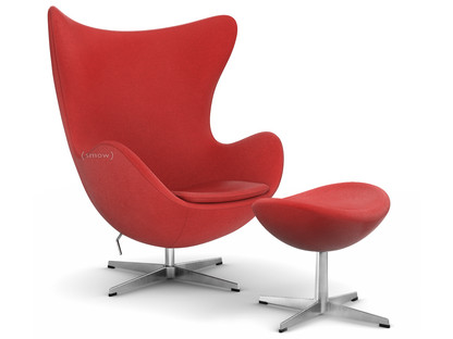 Egg Chair Hallingdal 65|674 - Red|Satingebürstetes Aluminium|Mit Fußhocker