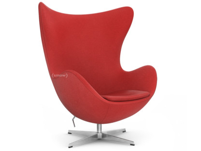 Egg Chair Hallingdal 65|674 - Red|Satingebürstetes Aluminium|Ohne Fußhocker