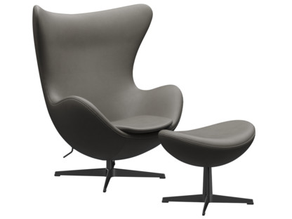 Egg Chair Leder Essential|Lava|Black|Mit Fußhocker