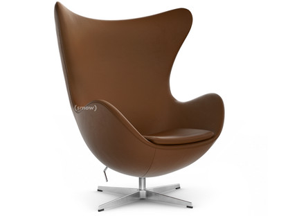 Egg Chair Leder Essential|Walnut|Satingebürstetes Aluminium|Ohne Fußhocker