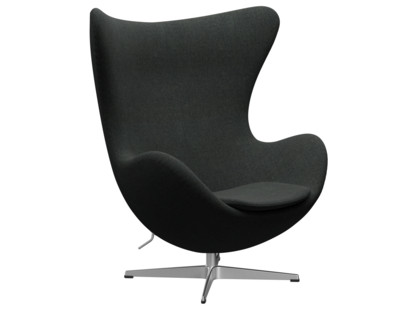 Egg Chair Re-wool|198 - Black/natural|Satingebürstetes Aluminium |Ohne Fußhocker