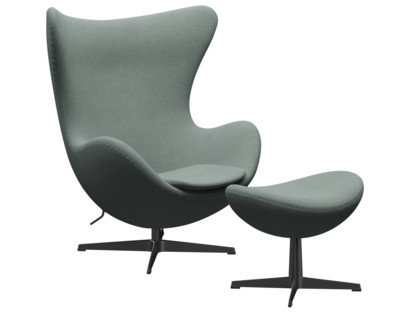 Egg Chair Re-wool|868 - Light aqua / natural|Black|Mit Fußhocker