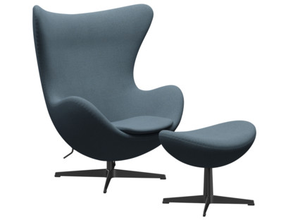 Egg Chair Re-wool|768 - Natural / light blue|Black|Mit Fußhocker