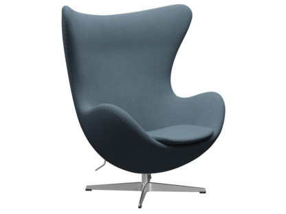 Egg Chair Re-wool|768 - Natural / light blue|Satingebürstetes Aluminium|Ohne Fußhocker