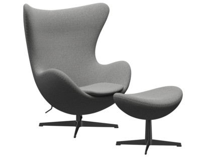 Egg Chair Re-wool|108 - Off white / natural|Black|Mit Fußhocker