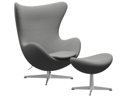 Egg Chair Re-wool|108 - Off white / natural|Satingebürstetes Aluminium|Mit Fußhocker