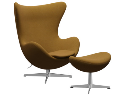 Egg Chair Re-wool|448 - Safron/natural|Satingebürstetes Aluminium|Mit Fußhocker