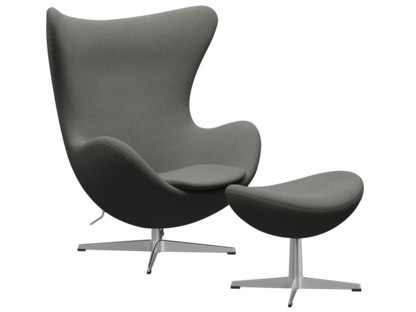 Egg Chair Re-wool|158 - Taupe/natural|Satingebürstetes Aluminium|Mit Fußhocker