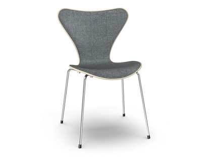 Serie 7 Stuhl mit Frontpolster Holz klar lackiert|Buche natur|Remix 173 - Dunkelblau/grau|Chrome