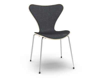 Serie 7 Stuhl mit Frontpolster Holz klar lackiert|Buche natur|Remix 183 - Schwarz|Chrome