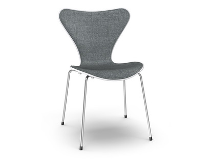 Serie 7 Stuhl mit Frontpolster Lack|Weiß lackiert|Remix 173 - Dunkelblau/grau|Chrome