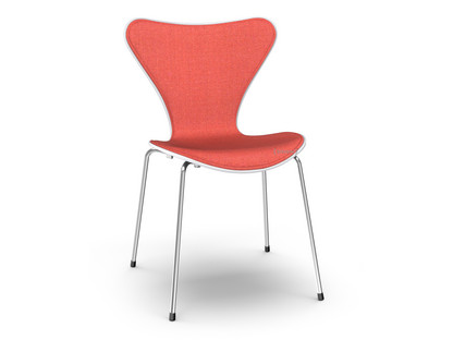 Serie 7 Stuhl mit Frontpolster Lack|Weiß lackiert|Remix 643 - Rot|Chrome