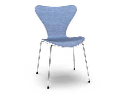 Serie 7 Stuhl mit Frontpolster Lack|Weiß lackiert|Remix 743 - Blau|Chrome