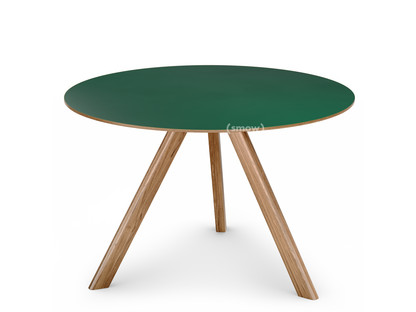 Copenhague Round Table CPH20 Ø 120 x H 74|Eiche lackiert|Linoleum grün
