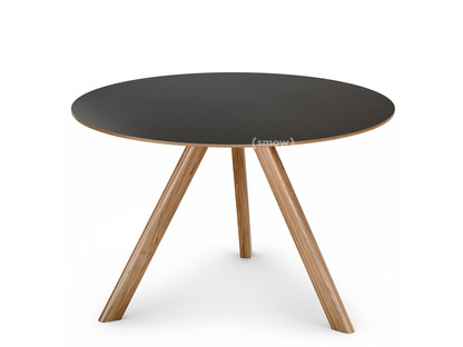 Copenhague Round Table CPH20 Ø 120 x H 74|Eiche lackiert|Linoleum schwarz