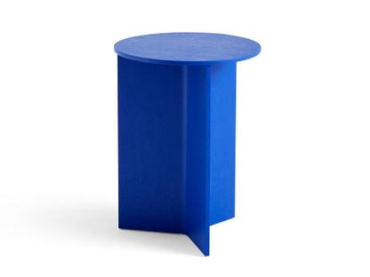 Slit Table Wood|H 47 x Ø 35 cm|Vivid blue lacquered