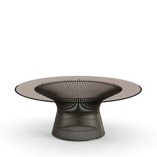 Platner Couchtisch groß (Durchmesser 107 cm)|Bronze, metallic|Bronziertes Glas