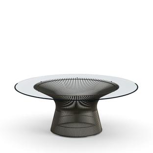 Platner Couchtisch groß (Durchmesser 107 cm)|Bronze, metallic|Klarglas