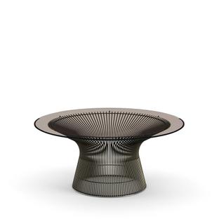 Platner Couchtisch klein (Durchmesser 91,5 cm)|Bronze, metallic|Bronziertes Glas